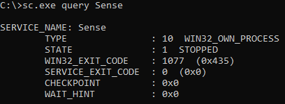Sense サービスが停止している場合
